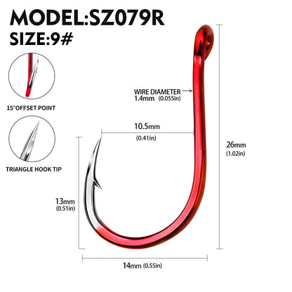 PROBEROS SZ079 Saltwater Fishing Hooks 20Pcs | Tin Single Hook 0.8#-15#
