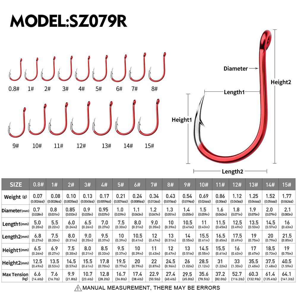 PROBEROS 20PCS Saltwater Fishing Hooks 0.8#-15# Anti-rusty Single hook Tin Color Fishhooks&nbsp; High Carbon Steel Strength