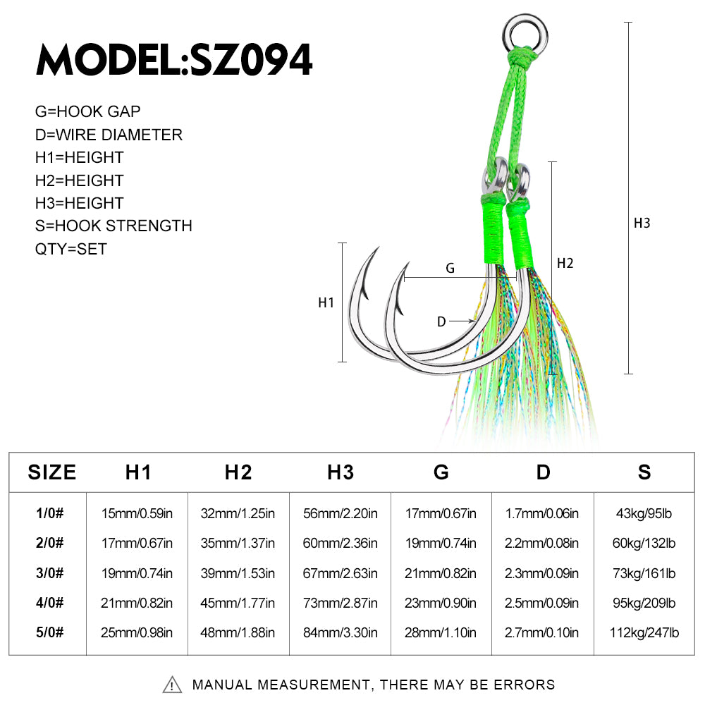 PROBEROS 2 Sets Saltwater Jigging Assist Hooks 1/0#-5/0# High Carbon Steel Fishing Hooks