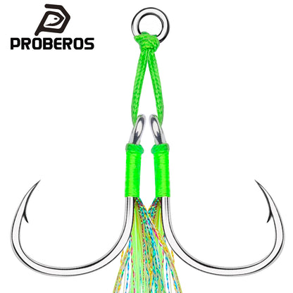 PROBEROS 2 Sets Saltwater Jigging Assist Hooks 1/0#-5/0# High Carbon Steel Fishing Hooks