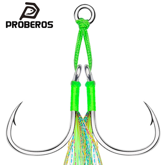 PROBEROS 2 Sets Saltwater Jigging Assist Hooks 1/0#-5/0# High Carbon Steel Fishing Hooks