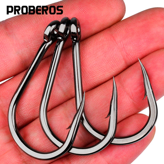 PROBEROS 100pcs Ultra-Sharp High Carbon Steel - Octopus Circle Hooks for Saltwater Fishing,127-297LB Hook Strength