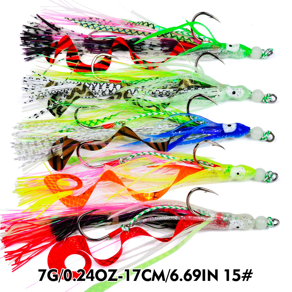 PROBEROS Octopus Assist Hook Jig Double Hook Sea Fishing Slow Jigging Luminous Squid Hook 1 Pcs/5pcs per pack