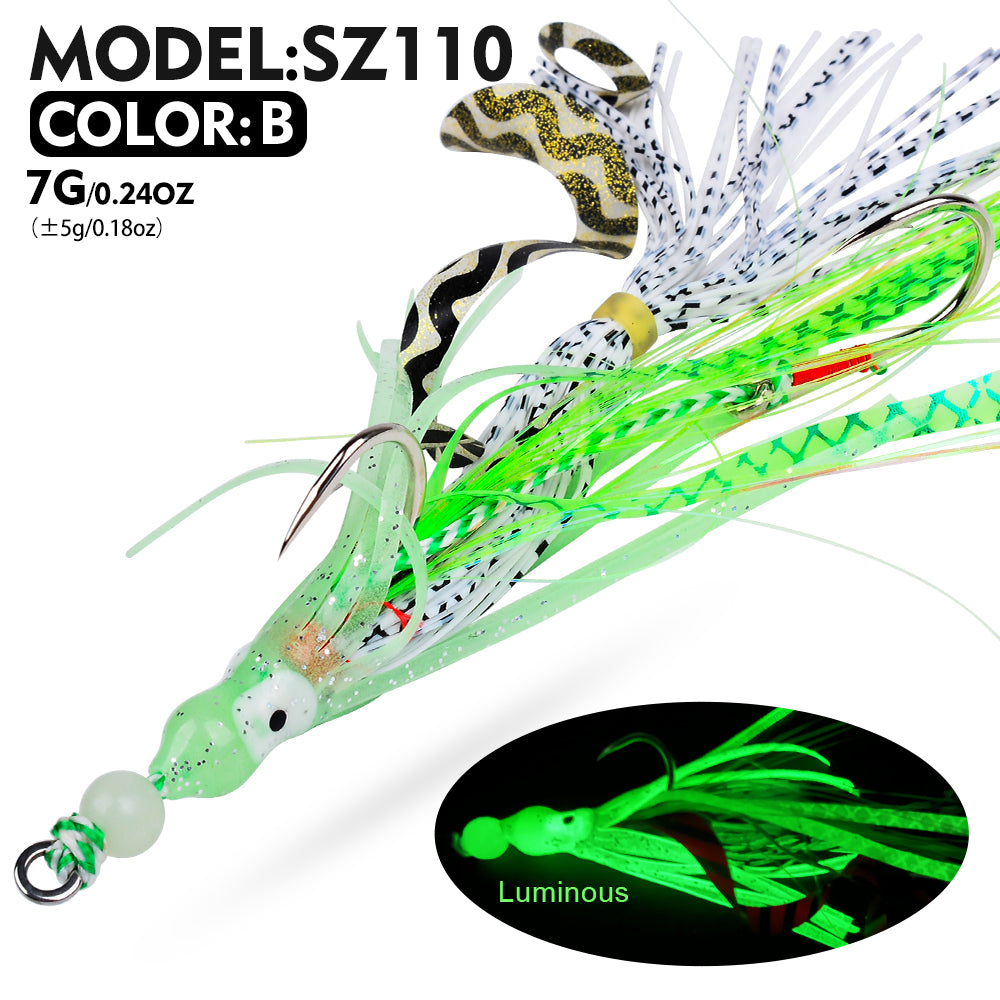 PROBEROS Octopus Assist Hook Jig Double Hook Sea Fishing Slow Jigging Luminous Squid Hook 1 Pcs/5pcs per pack