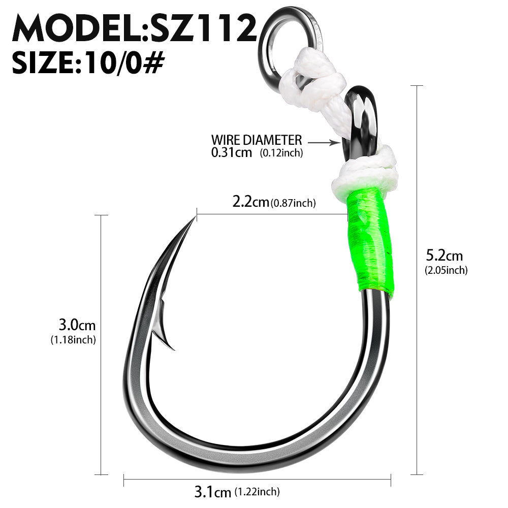 PROBEROS 5 PCS Saltwater Jigging Assist Hooks 5/0#-10/0# High Carbon Steel Fishing Hooks