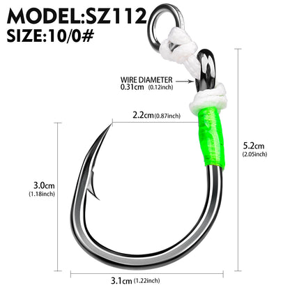 PROBEROS 5 PCS Saltwater Jigging Assist Hooks 5/0#-10/0# High Carbon Steel Fishing Hooks