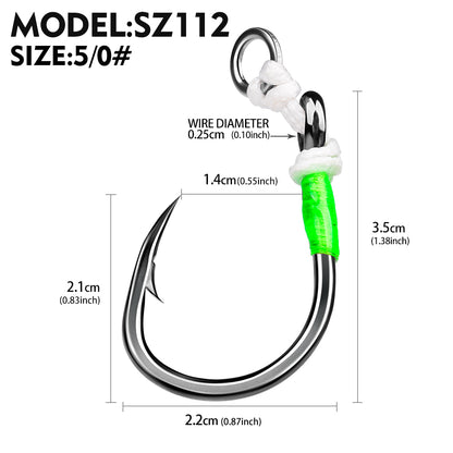 PROBEROS 5 PCS Saltwater Jigging Assist Hooks 5/0#-10/0# High Carbon Steel Fishing Hooks