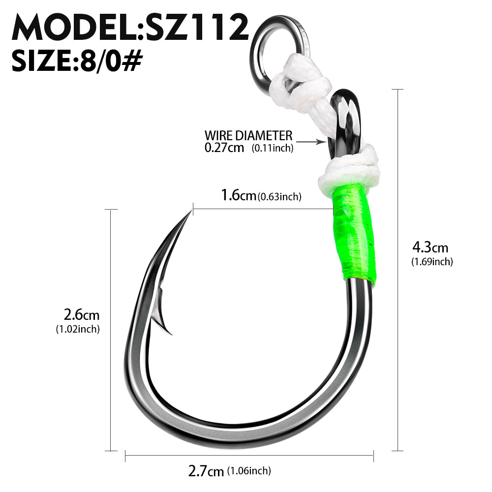 PROBEROS 5 PCS Saltwater Jigging Assist Hooks 5/0#-10/0# High Carbon Steel Fishing Hooks