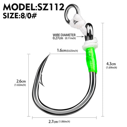 PROBEROS 5 PCS Saltwater Jigging Assist Hooks 5/0#-10/0# High Carbon Steel Fishing Hooks