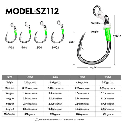 PROBEROS 5 PCS Saltwater Jigging Assist Hooks 5/0#-10/0# High Carbon Steel Fishing Hooks