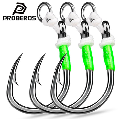 PROBEROS 5 PCS Saltwater Jigging Assist Hooks 5/0#-10/0# High Carbon Steel Fishing Hooks