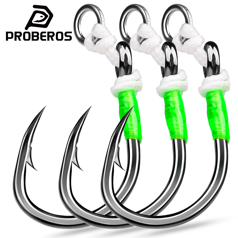 PROBEROS 5 PCS Saltwater Jigging Assist Hooks 5/0#-10/0# High Carbon Steel Fishing Hooks