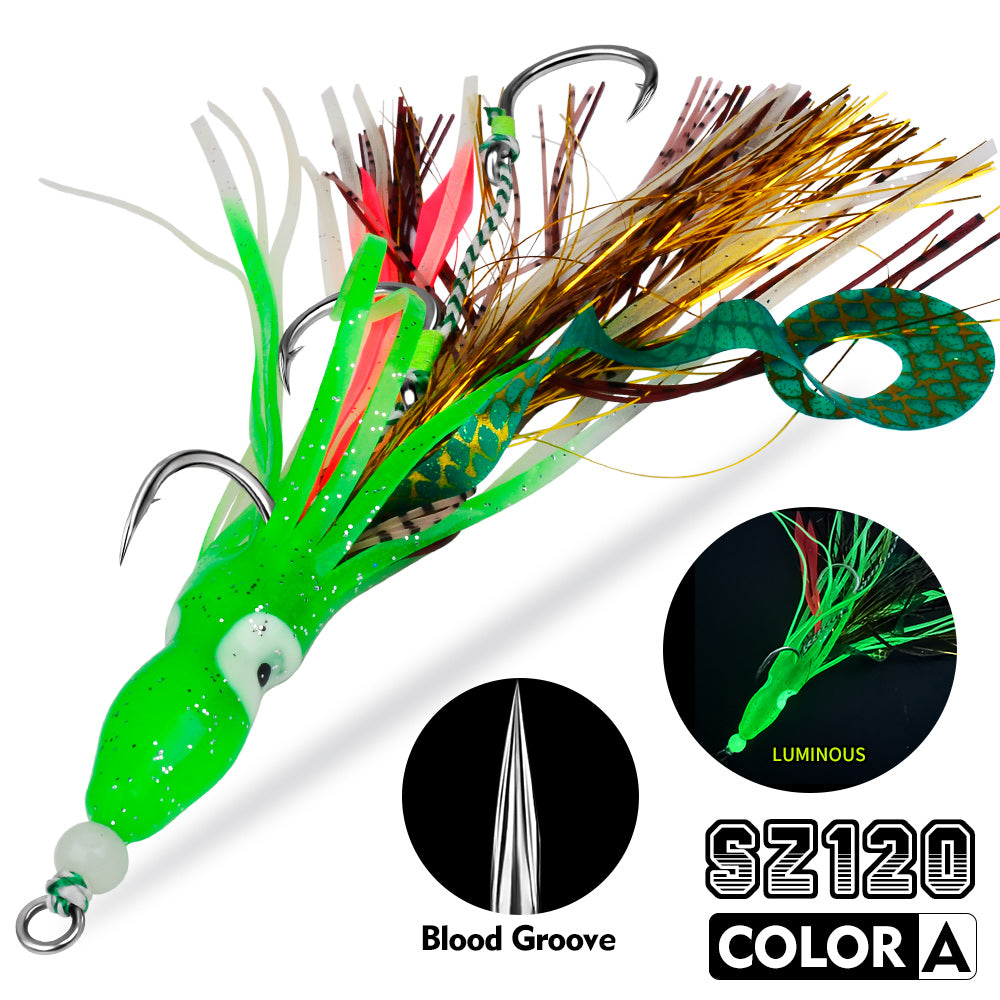 PROBEROS Luminous Octopus Assist Hook 3-Hook Jig Hook Deep Sea Fishing Hook