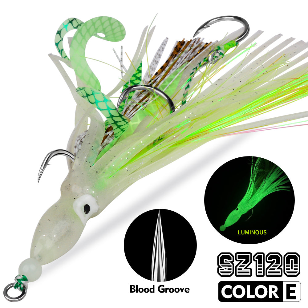 deep sea fishing hook PROBEROS Luminous Octopus Assist Hook 3-Hook Jig Hook Deep Sea Fishing – Proberos