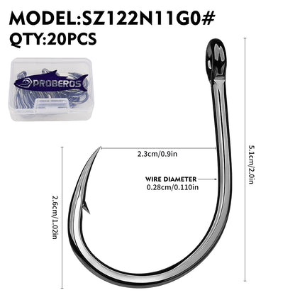 PROBEROS SZ122 Saltwater Fishing Hooks 3/0-11/0 High Carbon Steel 20PCS