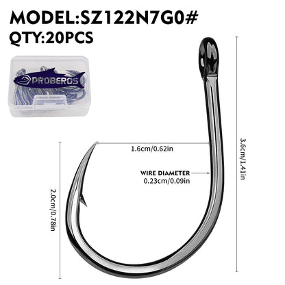 PROBEROS SZ122 Saltwater Fishing Hooks 3/0-11/0 High Carbon Steel 20PCS