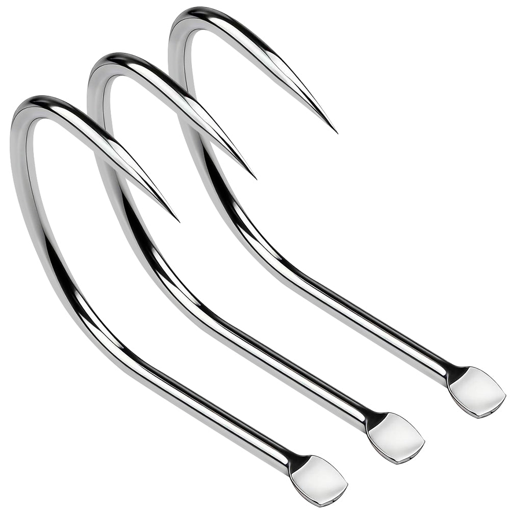 PROBEROS 20PCS High Carbon Steel Fishing Hooks 2#-5/0# Anti-Rust Single Hook Tin Color Fishhooks