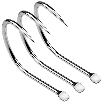 PROBEROS 20PCS High Carbon Steel Fishing Hooks 2#-5/0# Anti-Rust Single Hook Tin Color Fishhooks