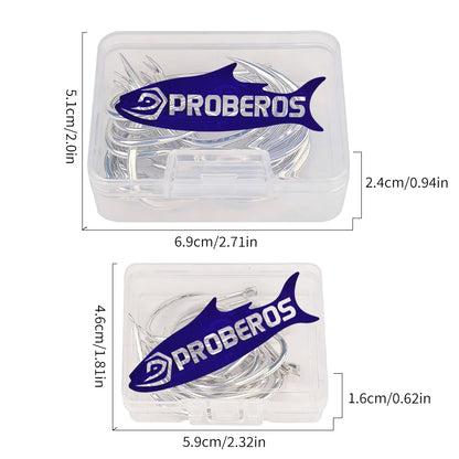 PROBEROS 20PCS High Carbon Steel Fishing Hooks 2#-5/0# Anti-Rust Single Hook Tin Color Fishhooks