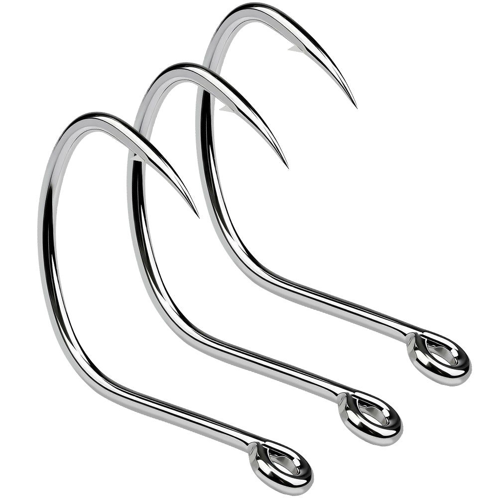 PROBEROS 20PCS High Carbon Steel Fishing Hooks 1#-5/0# Anti-Rust Single Hook Tin Color Fishhooks