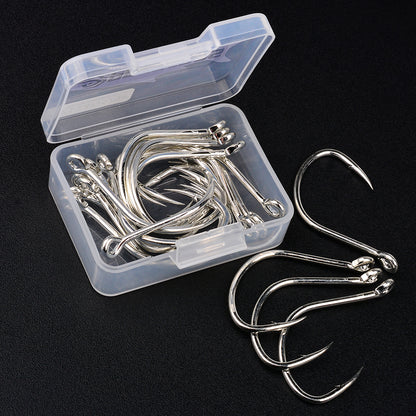 PROBEROS 20PCS High Carbon Steel Fishing Hooks 1#-5/0# Anti-Rust Single Hook Tin Color Fishhooks