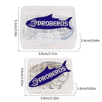 PROBEROS 20PCS High Carbon Steel Fishing Hooks 3/0#-5/0# Anti-Rust Single Hook Tin Color Fishhooks