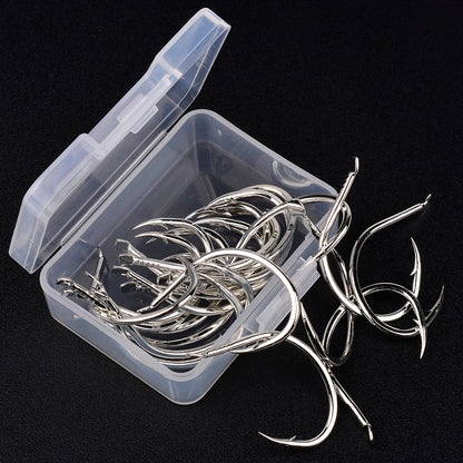 PROBEROS 20PCS High Carbon Steel Fishing Hooks 3/0#-5/0# Anti-Rust Single Hook Tin Color Fishhooks