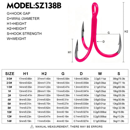 Proberos SZ138 UV Glow Fluorescent Treble Hooks 10Pcs
