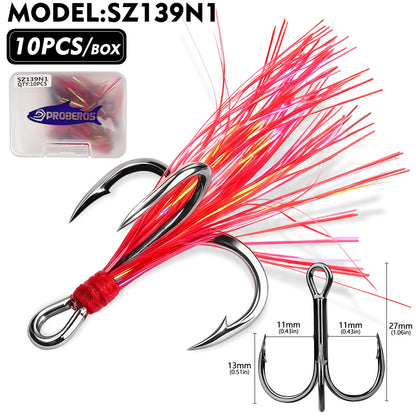 PROBEROS SZ139 Feathered Treble Hooks