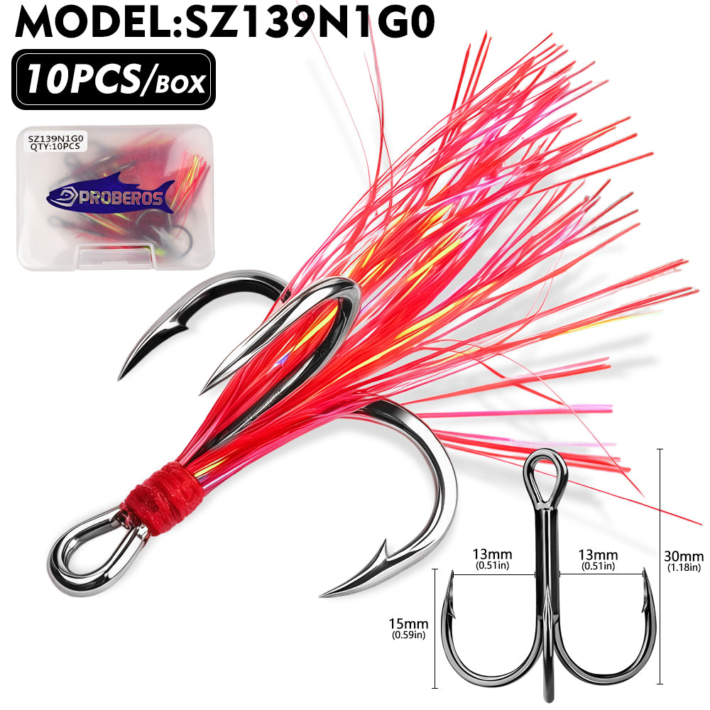 PROBEROS SZ139 Feathered Treble Hooks