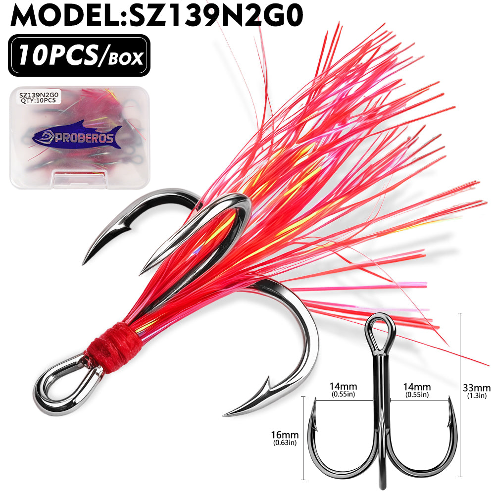 PROBEROS SZ139 Feathered Treble Hooks