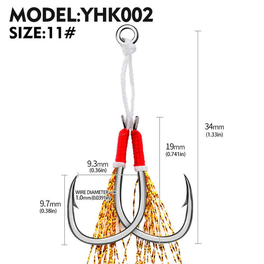 PROBEROS 20Pcs New Style Tied With Bright Wire Iron Plate Double Hook Black High Carbon Steel Main Line Fish Hook Wholesale - Proberos