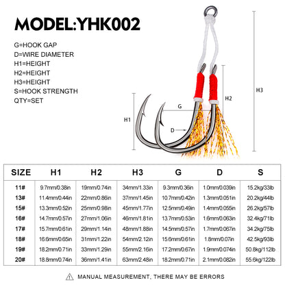 PROBEROS 5 Sets Saltwater Jigging Assist Hooks 11#-20# High Carbon Steel Fishing Hooks