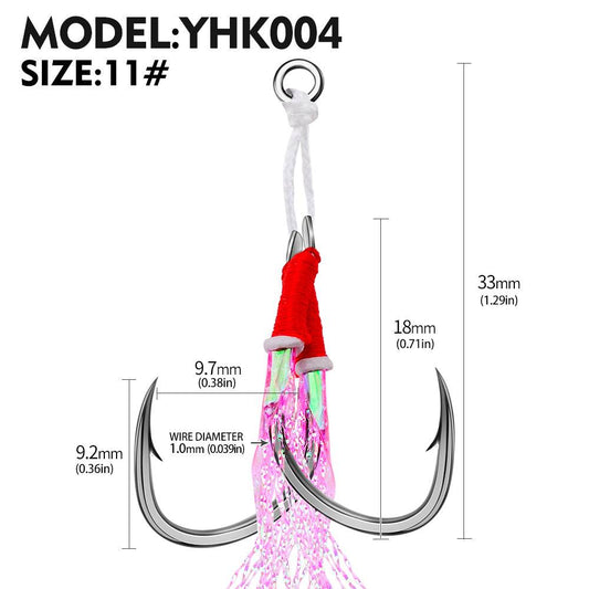 PROBEROS 20pcs New Style Tied With Bright Wire Iron Plate Double Hook Black High Carbon Steel Main Line Fish Hook Wholesale - Proberos