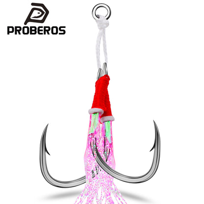 PROBEROS 5 Sets Saltwater Jigging Assist Hooks 11#-20# High Carbon Steel Fishing Hooks
