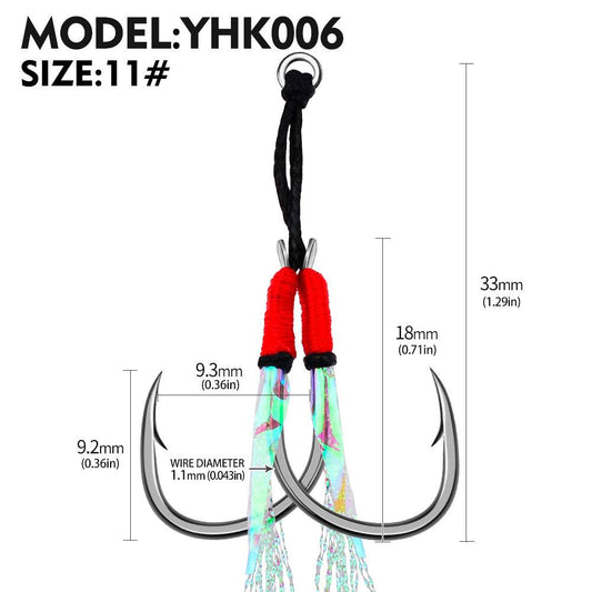 PROBEROS 20Pcs New Style Tied With Bright Wire Iron Plate Double Hook Black High Carbon Steel Main Line Fish Hook Wholesale - Proberos