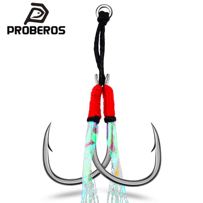PROBEROS 5 Sets Saltwater Jigging Assist Hooks 11#-20# High Carbon Steel Fishing Hooks