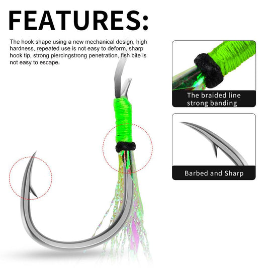 PROBEROS 20Pcs New Style Tied With Bright Wire Iron Plate Double Hook Black High Carbon Steel Main Line Fish Hook Wholesale - Proberos