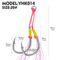 PROBEROS 20pcs New Style Tied With PINK Bright Wire Iron Plate Double Hook Black High Carbon Steel Fish Hook Wholesale