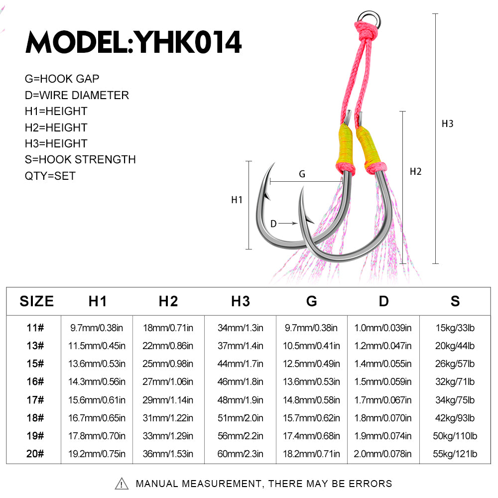 PROBEROS 5 Sets Saltwater Jigging Assist Hooks 11#-20# High Carbon Steel Fishing Hooks  Material: High Carbon Steel