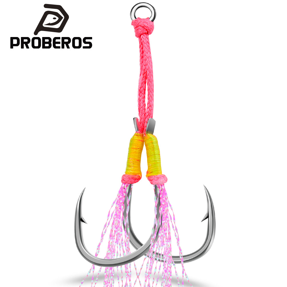 PROBEROS 5 Sets Saltwater Jigging Assist Hooks 11#-20# High Carbon Steel Fishing Hooks  Material: High Carbon Steel