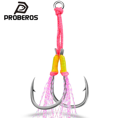 PROBEROS 5 Sets Saltwater Jigging Assist Hooks 11#-20# High Carbon Steel Fishing Hooks  Material: High Carbon Steel
