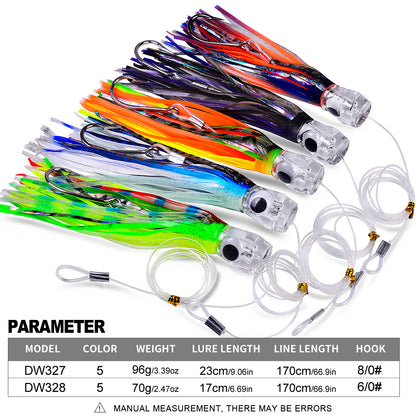PROBEROS DW327/328 Resin Head Octopus Trolling Lure 17/23cm 1-5Pcs