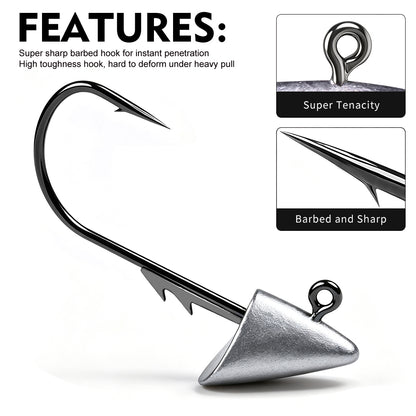 Anti-slip bait keeper barb on bullet jighead shank holding soft plastic worms securely