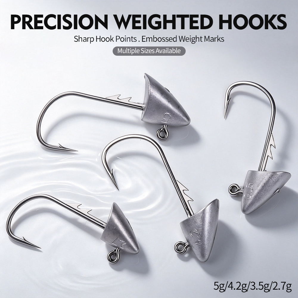 PROBEROS bullet lead jig heads in multiple weights 2.7g 3.5g 4.2g 5g for soft swimbaits