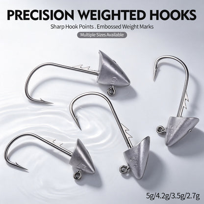 PROBEROS bullet lead jig heads in multiple weights 2.7g 3.5g 4.2g 5g for soft swimbaits