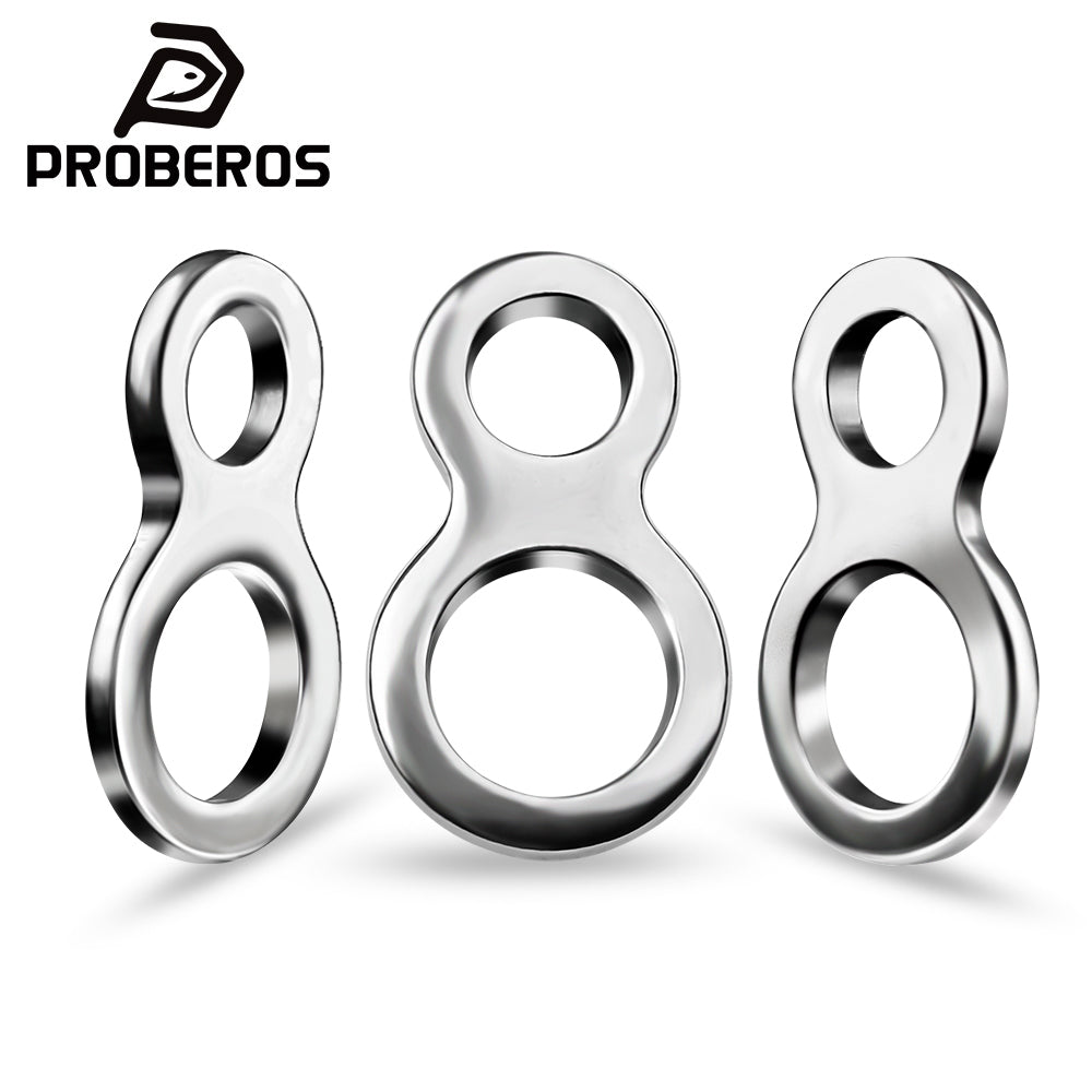 PROBEROS Stainless Steel Double Hole 8-Shaped Ring Lure Connector 1/0#-3/0# Fishing Tackle Accessories 10Pcs