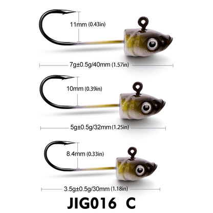 PROBEROS 5Pcs Saltwater Lead Jig Hooks 3.5g-7g High Carbon Steel Fishing Hooks