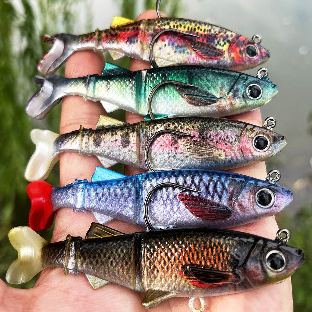 PROBEROS® 5pcs Soft Lure Shad Tail With Hook Fish Artificial Silicone Soft Fish Fork Tail Catfish Bait for Fishing Tackle - Proberos