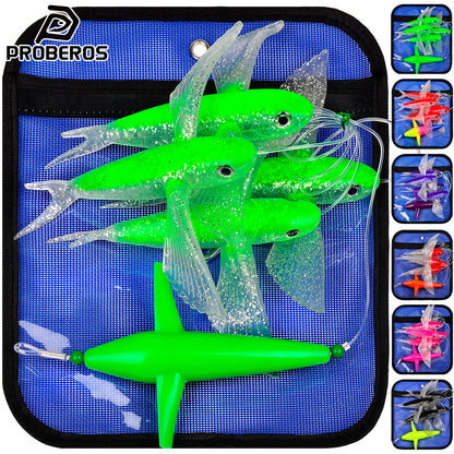 KATUYSHA DW346 flying fish trolling lure set with rotating bullet head for offshore tuna fishing